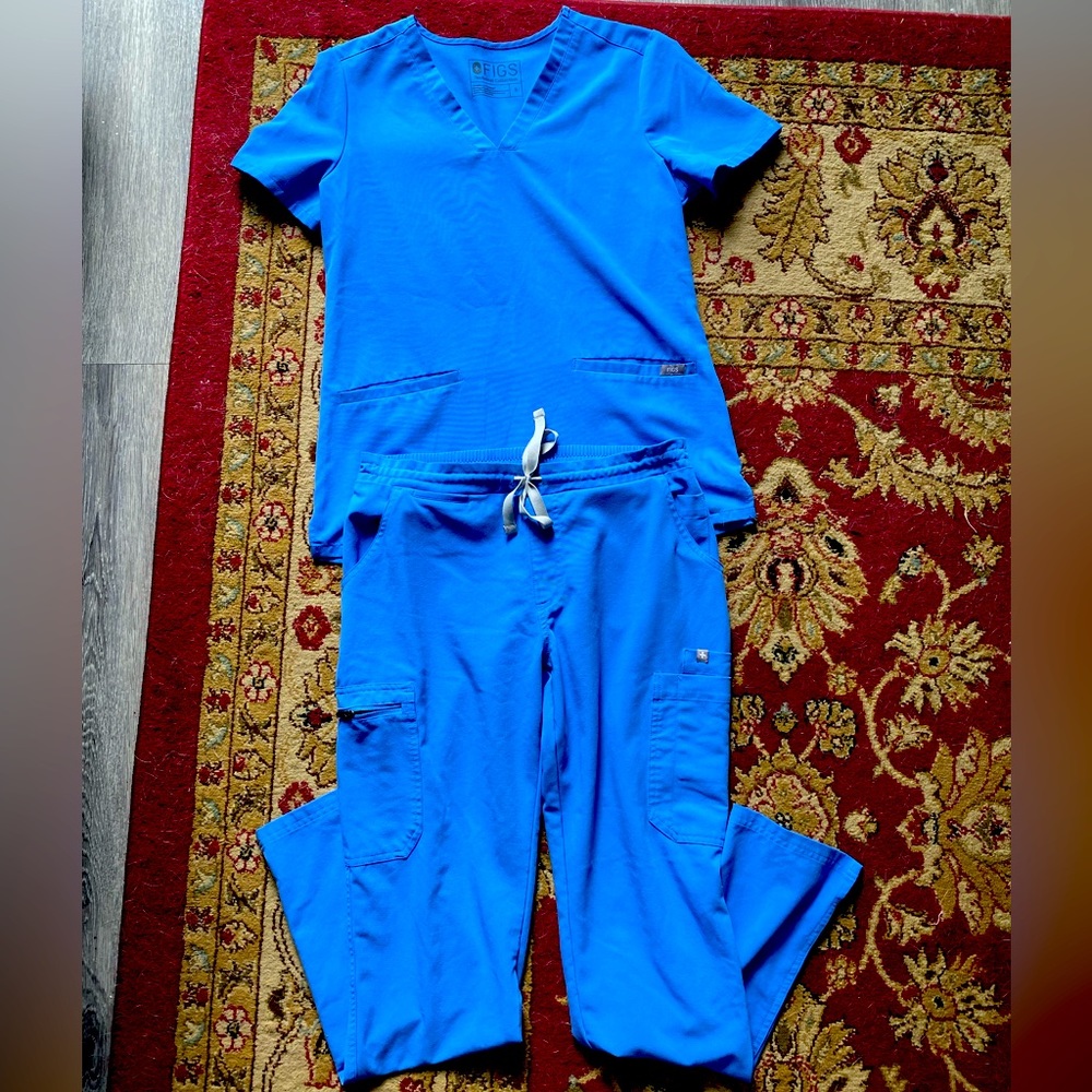 Figs Ceil Blue Scrub Set - Small/regular